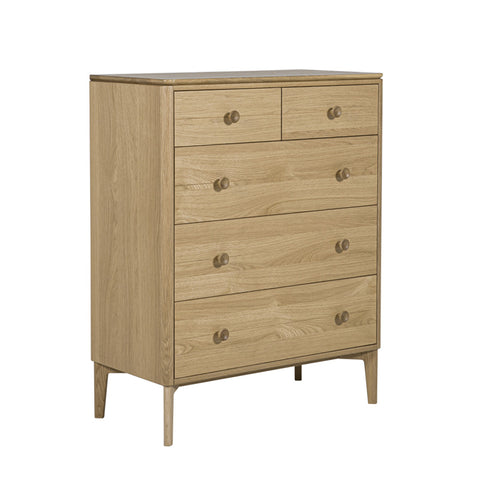 Hadley Medium Natural 5 Drawer Chest of Drawers