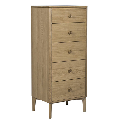 Hadley Natural Tall 5 Drawer Chest of Drawers