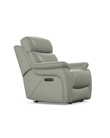 Kendra Power Recliner Chair in Leather Mezzo Grey