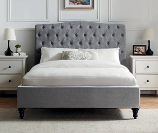 Rosa Light Grey Fabric Bed