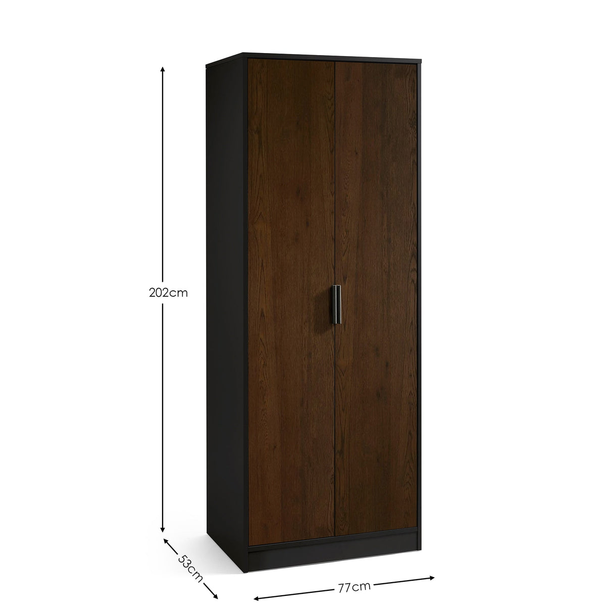 Julian Bowen Wardrobes Alba 2 Door Wardrobe - Walnut/Black