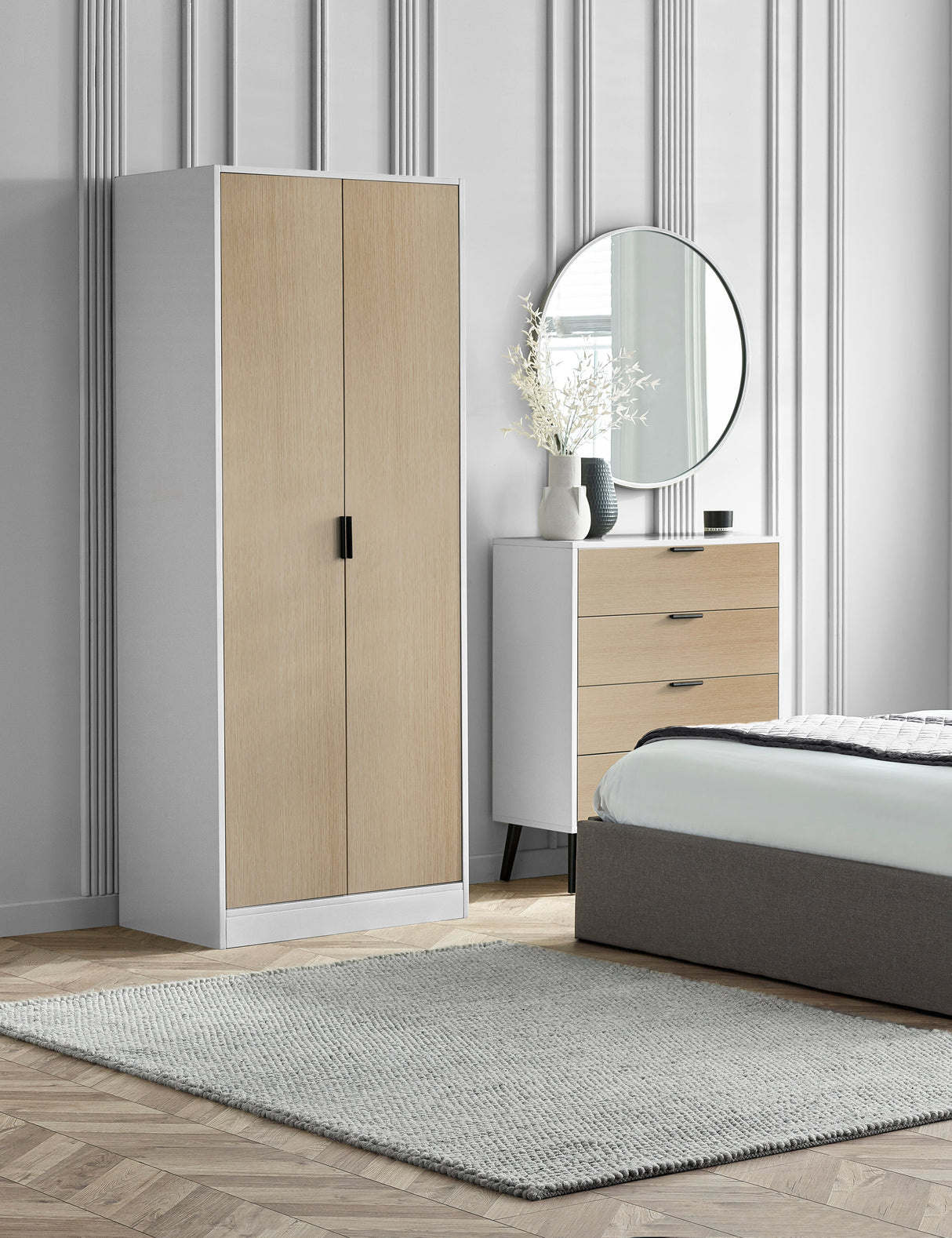 Julian Bowen Wardrobes Alba 2 Door Wardrobe - White/Oak