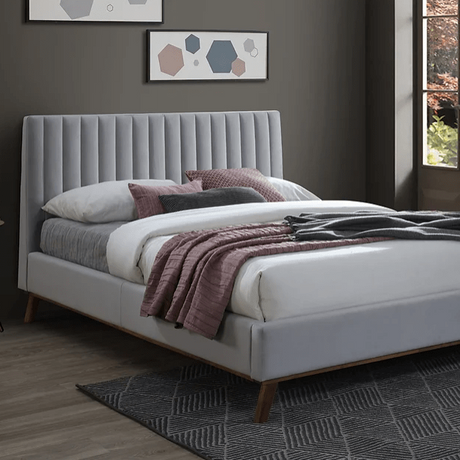Time Living Bed Frame Double 135cm / Light Grey Albany Fabric Bed Frame