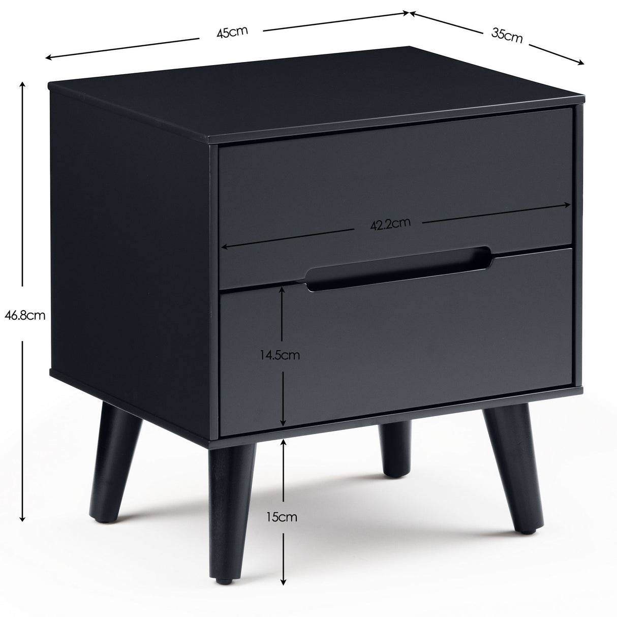 Julian Bowen Bedside Alicia 2 Drawer Bedside - Anthracite