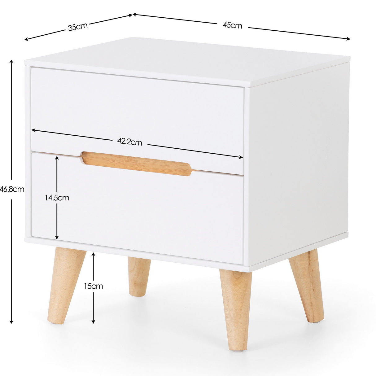 Julian Bowen Bedside Alicia 2 Drawer Bedside - White