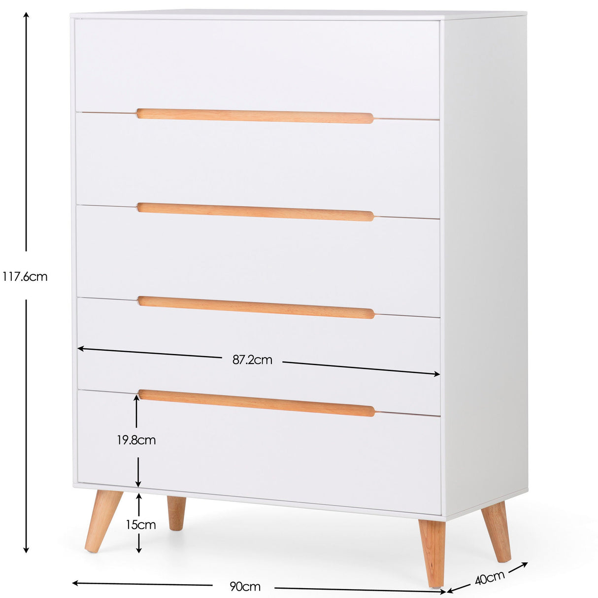 Julian Bowen Chests Alicia 5 Drawer Chest - White