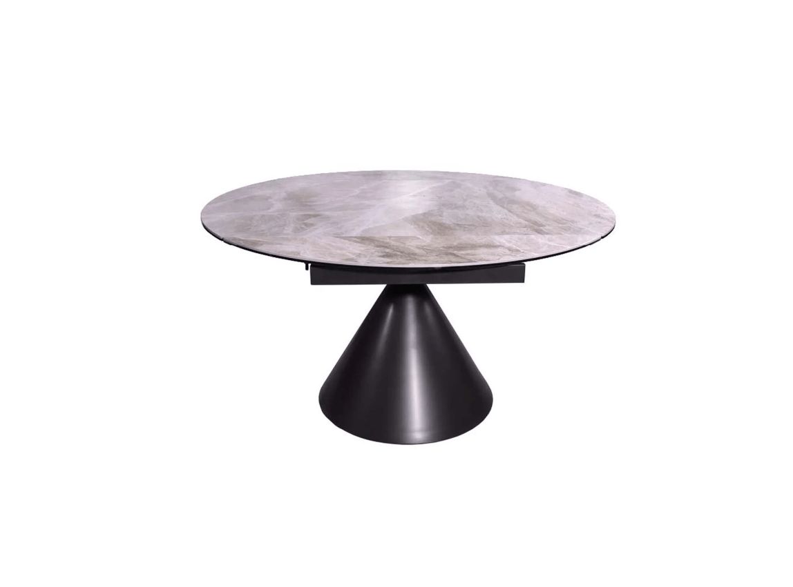 Torelli Dining Table DefaultTitle Alonso 135cm Ceramic Light Grey Gloss Round Extending Dining Table