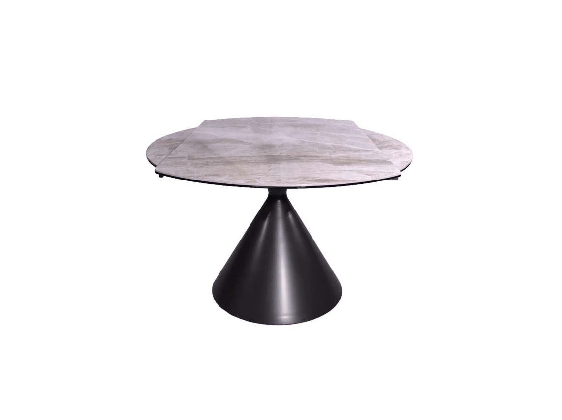 Torelli Dining Table DefaultTitle Alonso 135cm Ceramic Light Grey Gloss Round Extending Dining Table