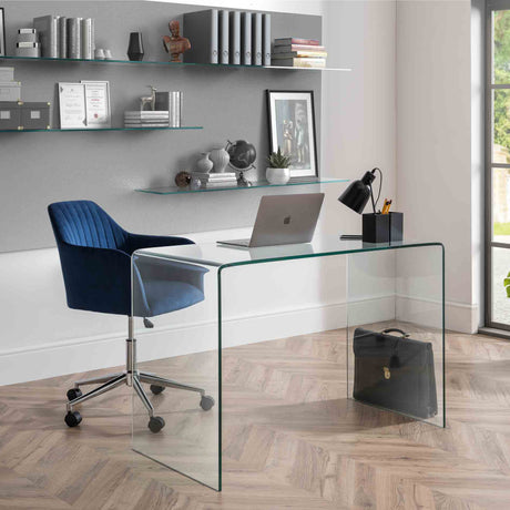Julian Bowen Desk & Chair Amalfi Desk and Kahlo Blue Office Chair