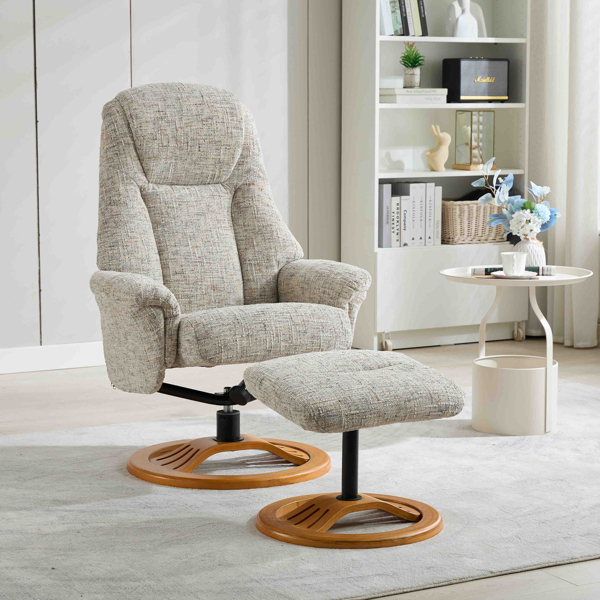 Aruba Recliner Chair Footstool – Swivel and Relax in Style