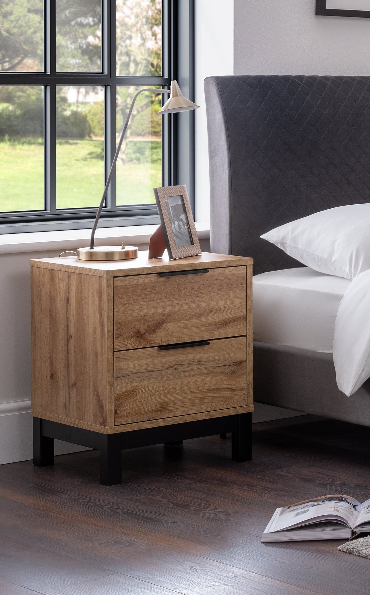 Julian Bowen Bedside Bali 2 Drawer Bedside - Light Oak