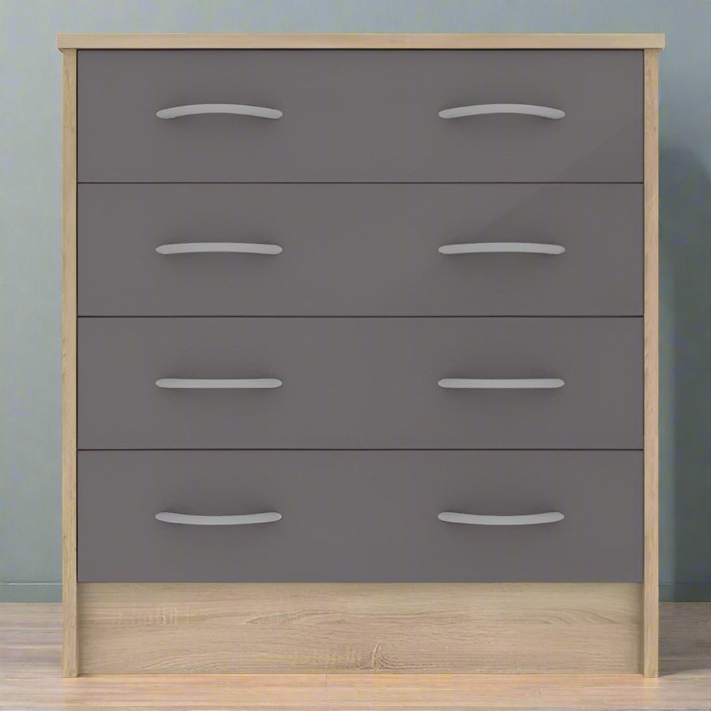 Heartlands Furniture Chest of Drawers Bardalona 4 Drawer Chest Grey Gloss