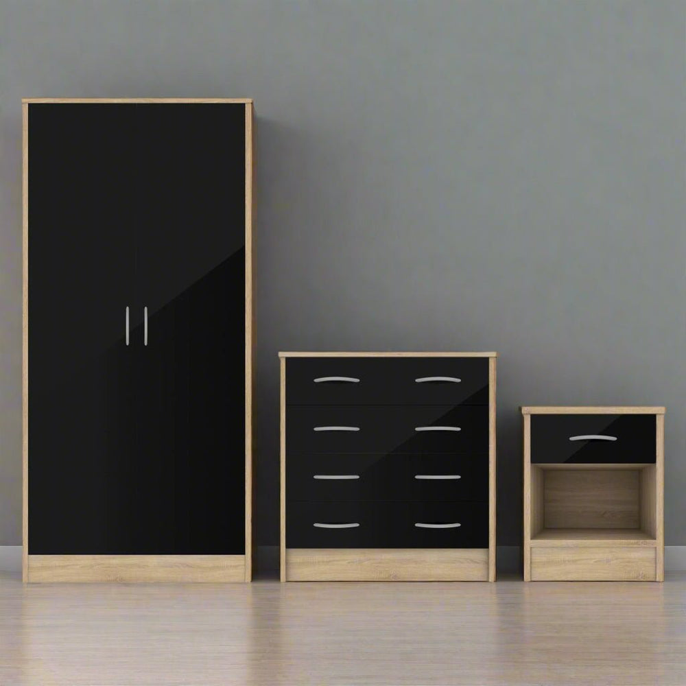 Heartlands Furniture Bedside Table Bardalona Bedside Black Gloss