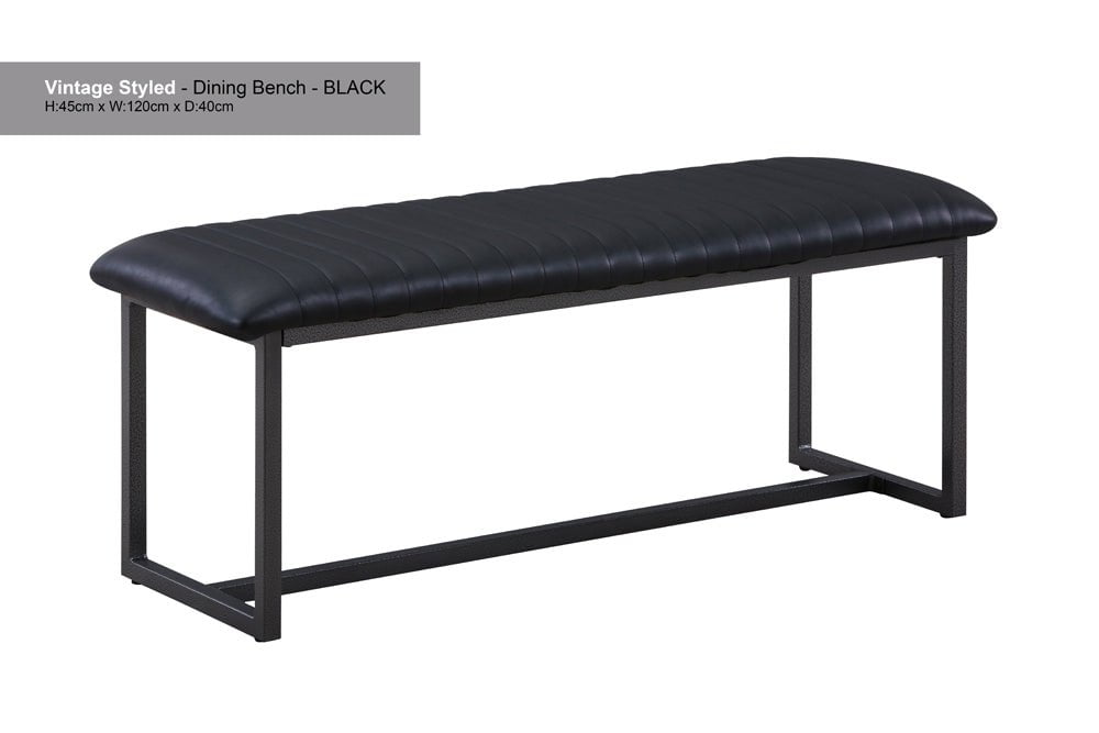 Baumhaus Dining Bench Baumhaus Urban Elegance Antiqued Black Leather Dining Bench