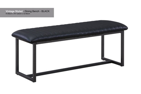 Baumhaus Dining Bench Baumhaus Urban Elegance Antiqued Black Leather Dining Bench
