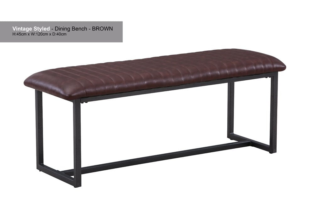 Baumhaus Dining Bench Baumhaus Urban Elegance Antiqued Brown Leather Dining Bench