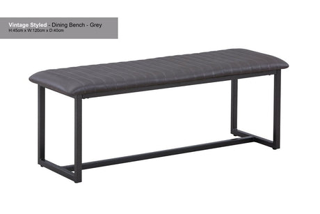 Baumhaus Dining Bench Baumhaus Urban Elegance Antiqued Grey Leather Dining Bench