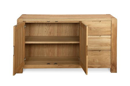 Corndell Storage Cupboard Bergen Oak Large Sideboard and Display Cabinet Bundle