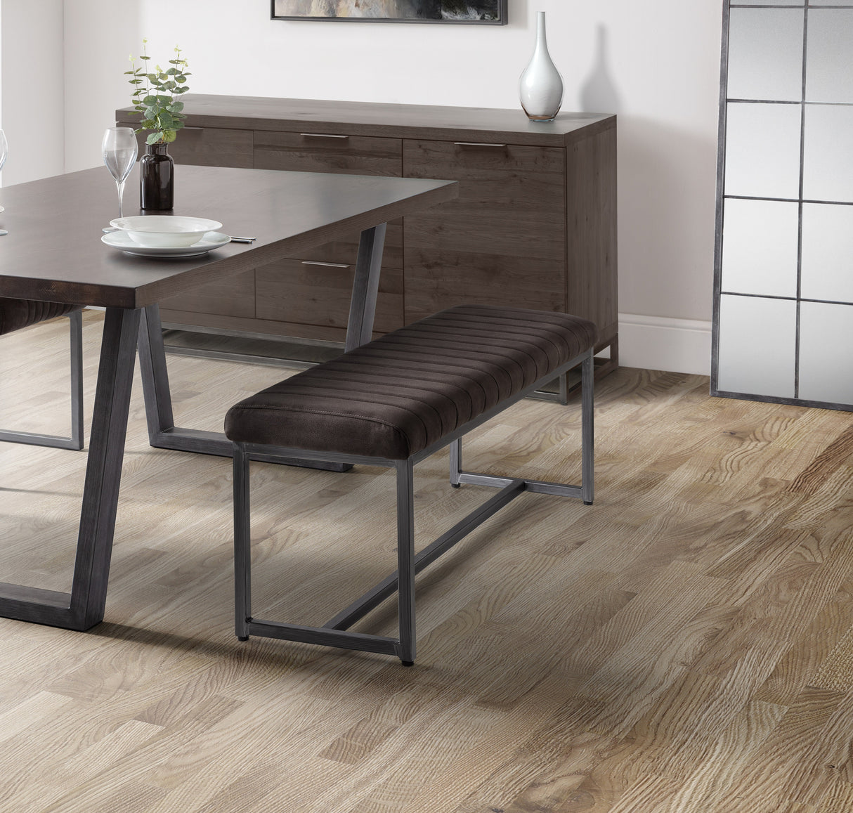 Julian Bowen Benches Brooklyn Upholstered Bench - Charcoal