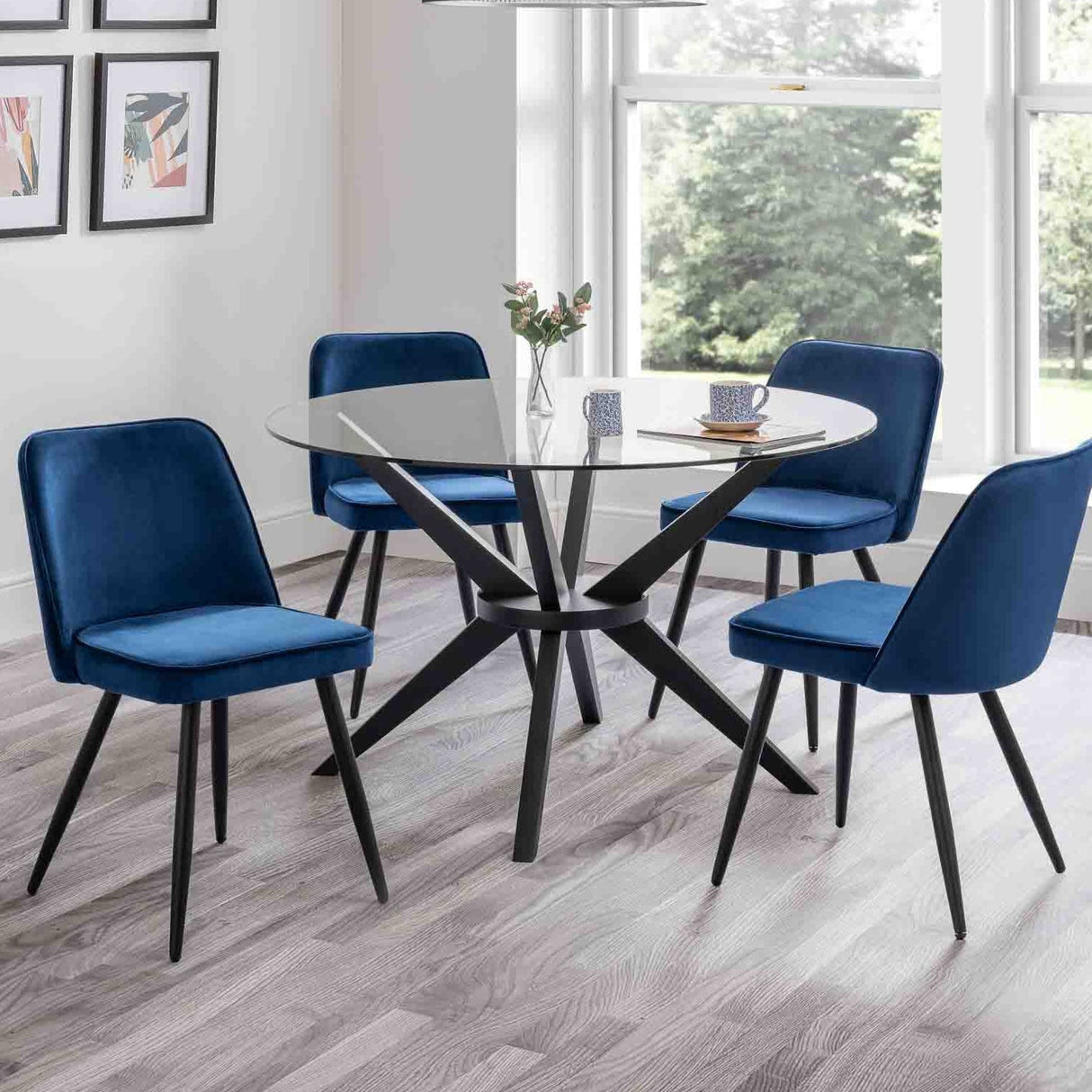 Julian Bowen Dining Chairs Burgess Dining Chairs - Blue - Sold in pairs