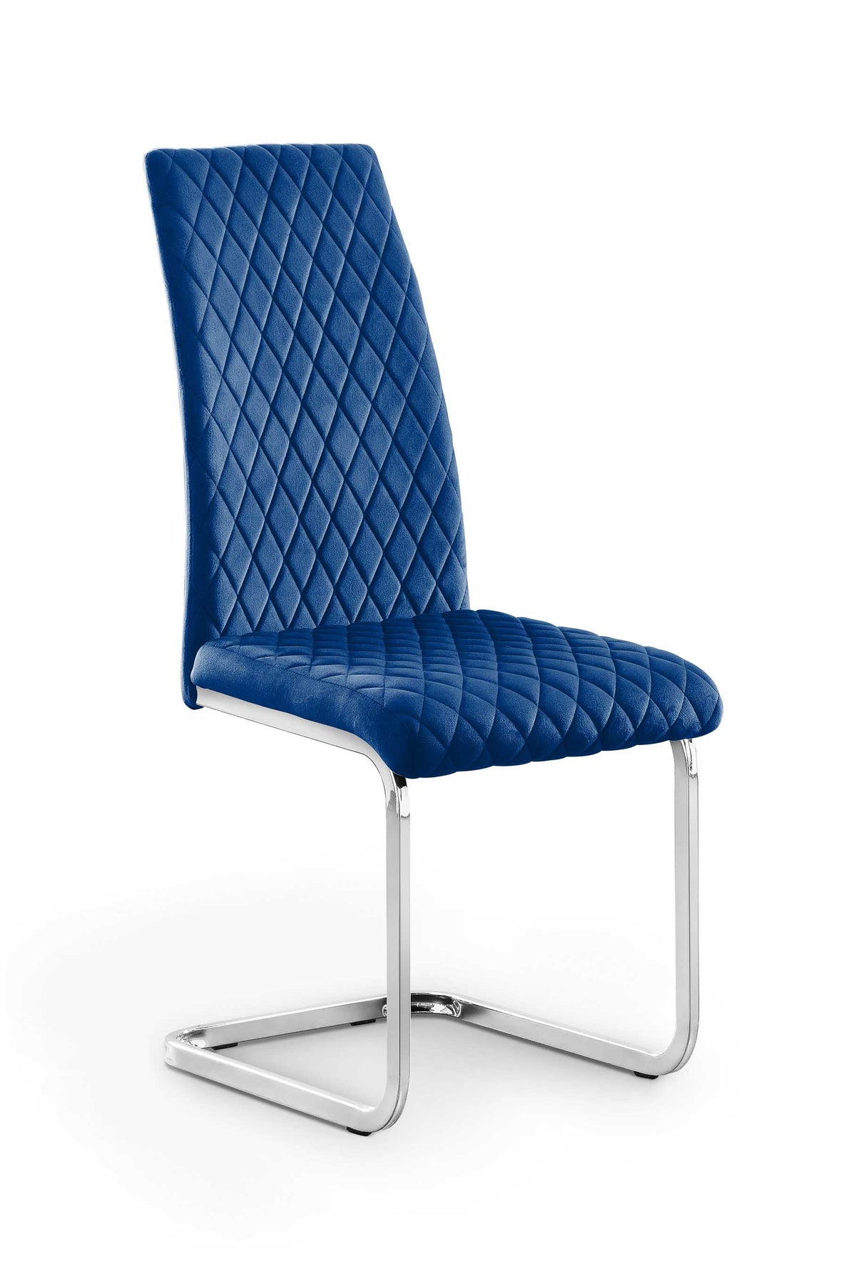 Julian Bowen Dining Chairs Calabria Velvet Cantilever Chairs - Blue - Sold in fours