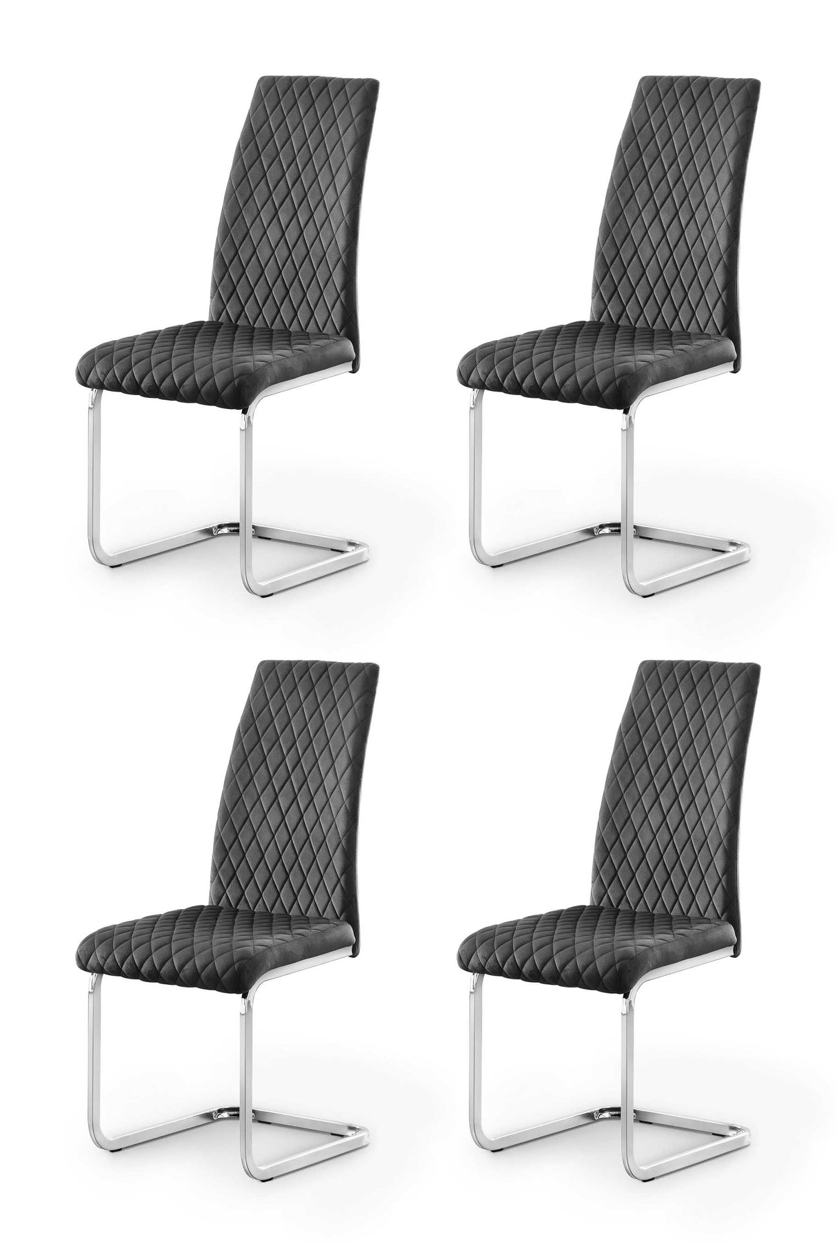 Julian Bowen Dining Chairs Calabria Velvet Cantilever Chairs - Grey - Sold in fours