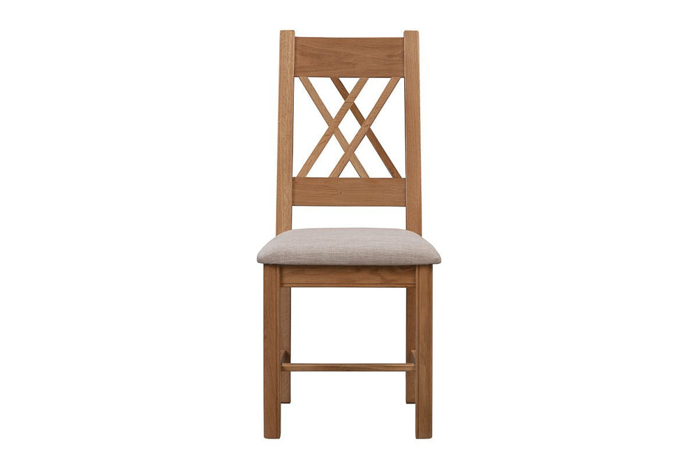 Your Home Style Dining Chairs Chatterton Oak Pair of Natural Oak Chairs - Fabric Seat Pad