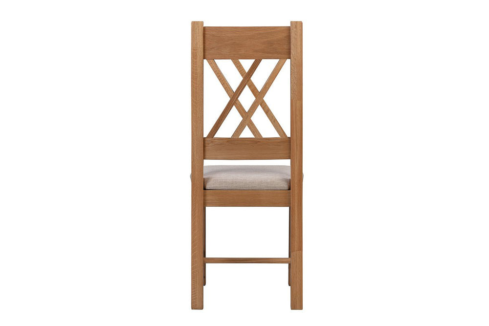 Your Home Style Dining Chairs Chatterton Oak Pair of Natural Oak Chairs - Fabric Seat Pad
