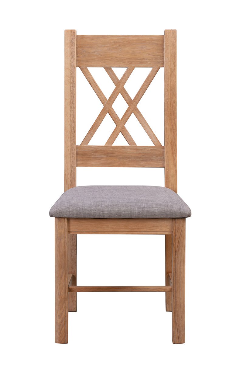 Your Home Style Dining Chairs Chatterton Painted Pair of Washed Oak Chairs - Grey Fabric Seat Pad