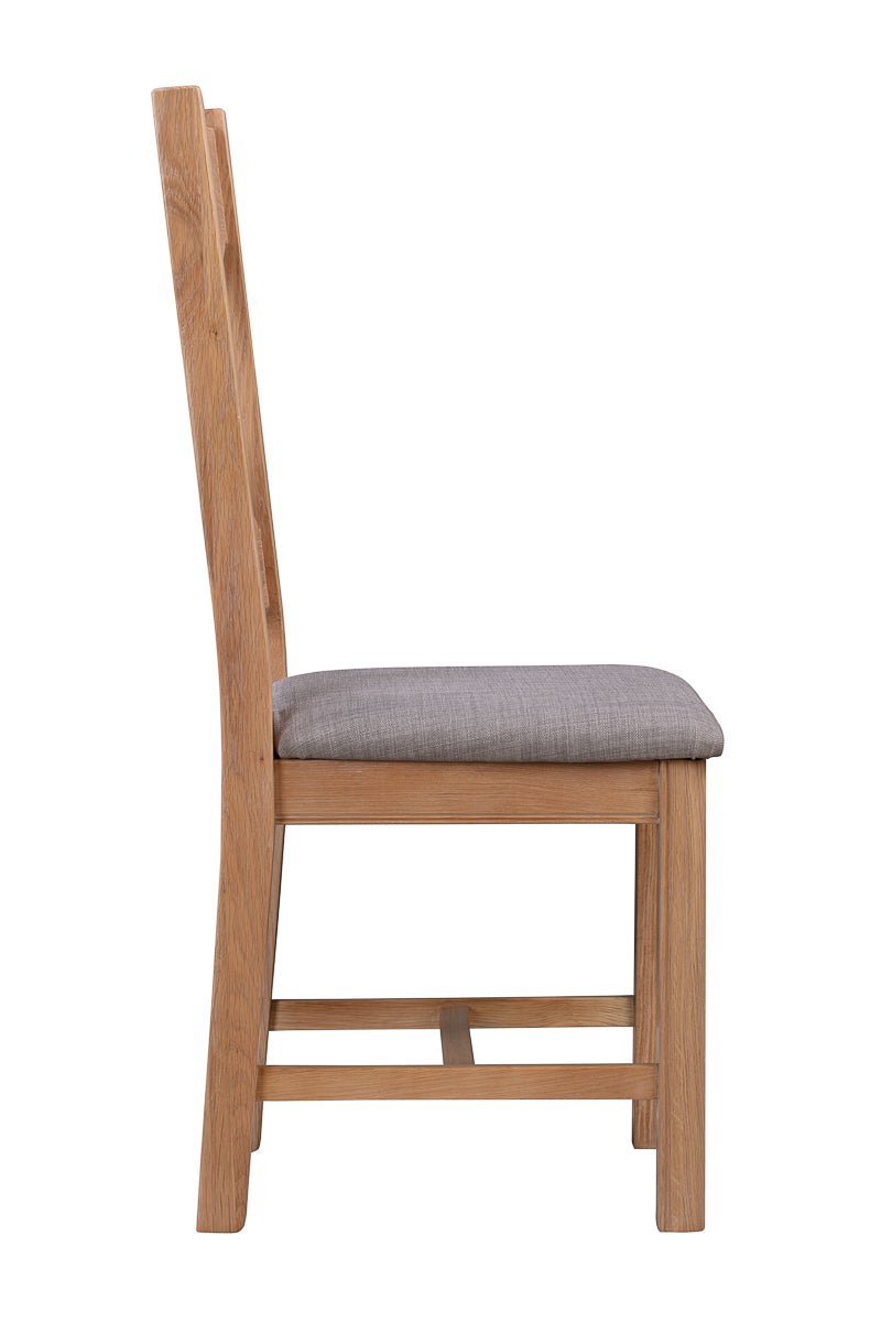 Your Home Style Dining Chairs Chatterton Painted Pair of Washed Oak Chairs - Grey Fabric Seat Pad
