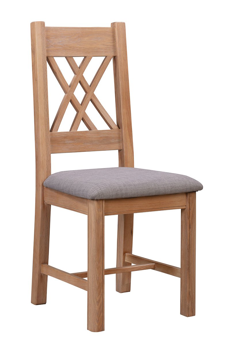 Your Home Style Dining Chairs Chatterton Painted Pair of Washed Oak Chairs - Grey Fabric Seat Pad