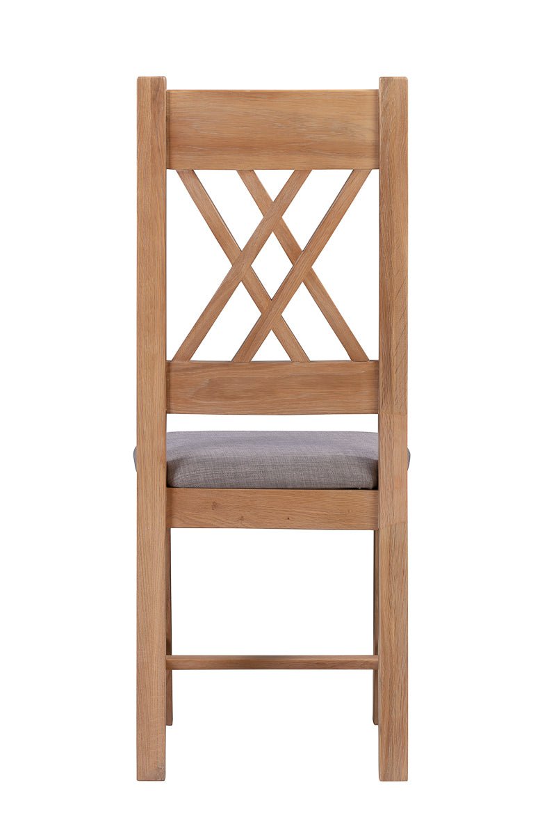 Your Home Style Dining Chairs Chatterton Painted Pair of Washed Oak Chairs - Grey Fabric Seat Pad