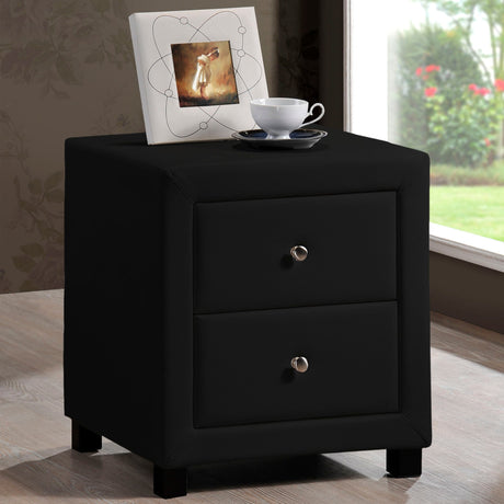 Time Living Bedside Cabinet Black Chelsea Fabric 2 Drawer Bedside Cabinet