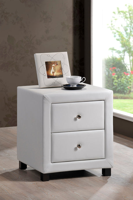 Time Living Bedside Cabinet White Chelsea Fabric 2 Drawer Bedside Cabinet