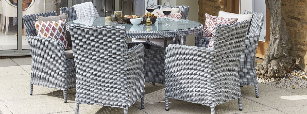 Daro Garden Dining Table DefaultTitle Daro Santorini Garden Dining Table 120cm Glass Table Top