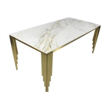 AWST Dining Table Dayfair Gold 1.8m Marble Dining Table