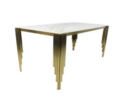 AWST Dining Table Dayfair Gold 1.8m Marble Dining Table
