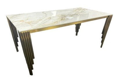 AWST Dining Table Dayfair Gold 1.8m Marble Dining Table