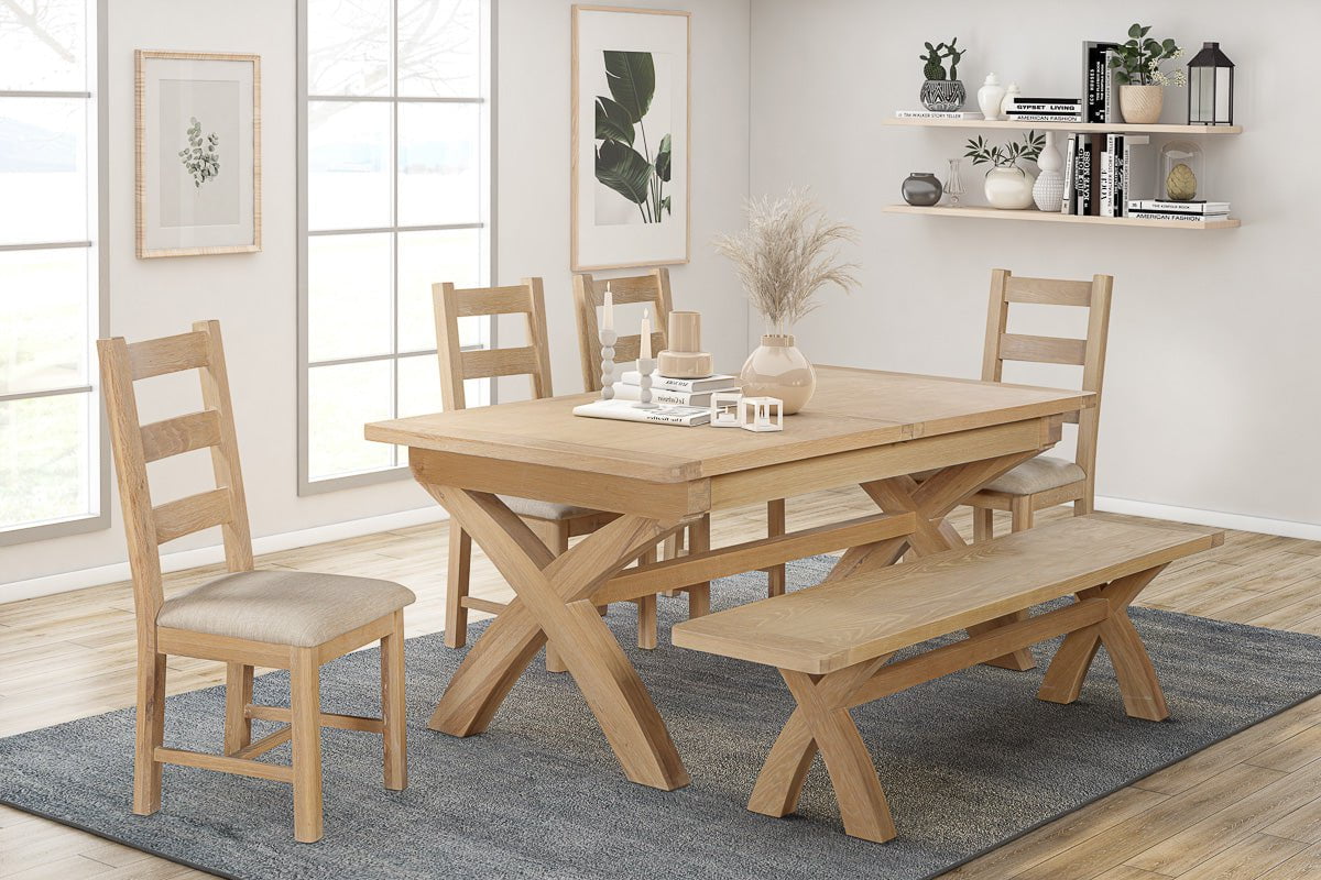 Your Home Style Dining Table Foxley Oak 180/240 Cross leg Extending Dining Table