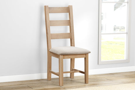 Your Home Style Dining Chairs Foxley Oak Pair of Ladderback Chairs with Fabric Seat