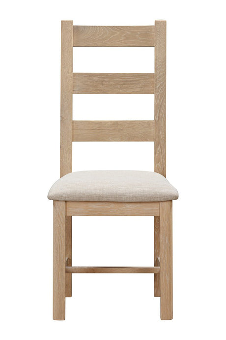 Your Home Style Dining Chairs Foxley Oak Pair of Ladderback Chairs with Fabric Seat