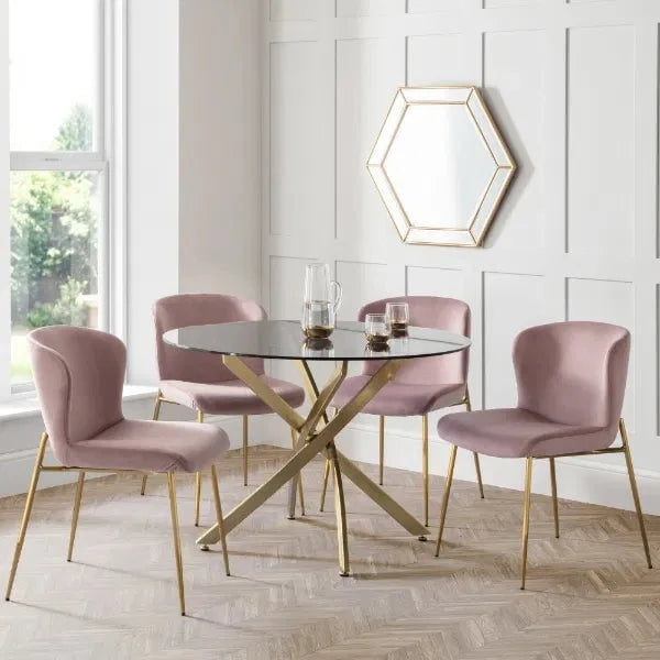 Julian Bowen Dining Chairs Harper Dining Chairs - Dusky Pink - Sold in pairs