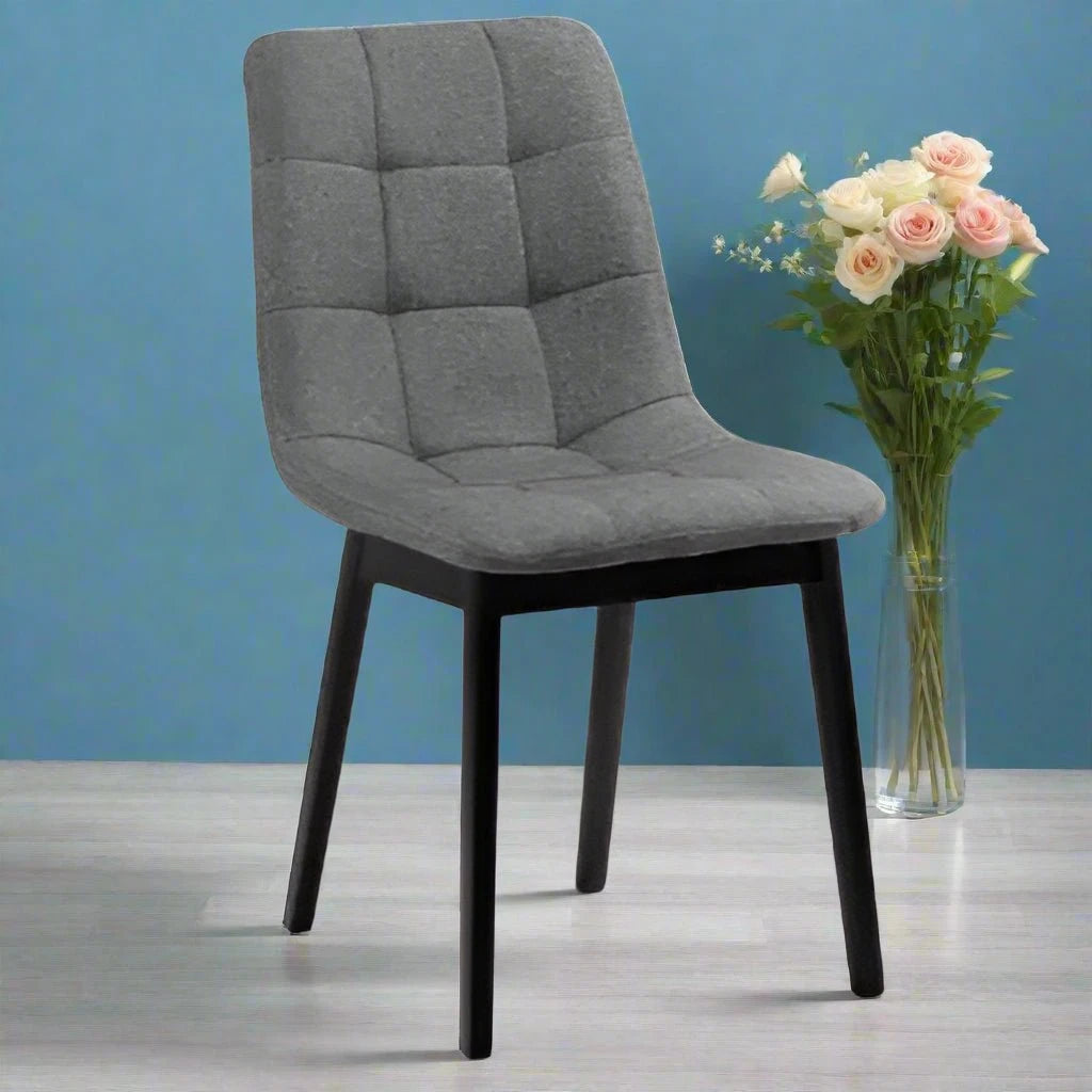 Julian Bowen Dining Chairs Hayden Panelled Dining Chairs - Grey Linen - Sold in fours