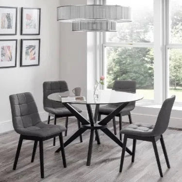 Julian Bowen Dining Chairs Hayden Panelled Dining Chairs - Grey Linen - Sold in fours