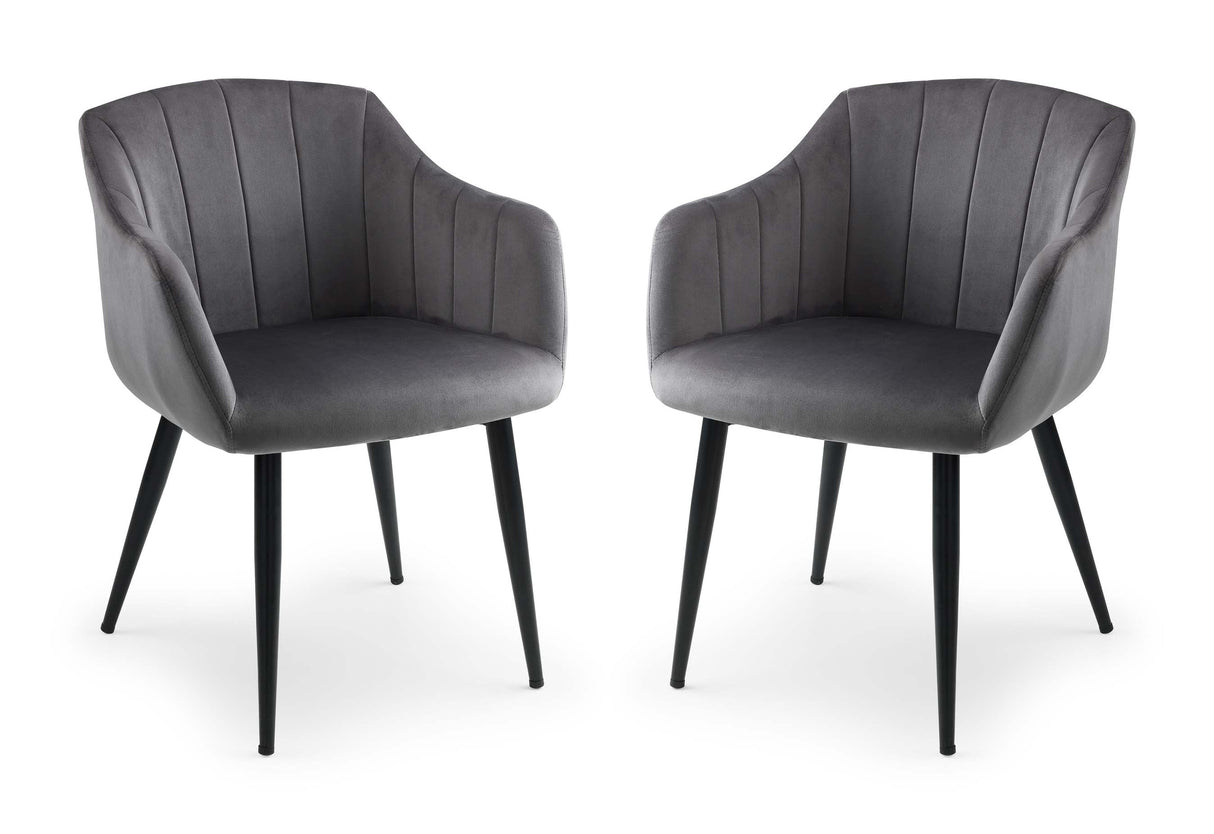 Julian Bowen Dining Chairs Hobart Scalloped Dining Chairs - Grey - Sold in pairs