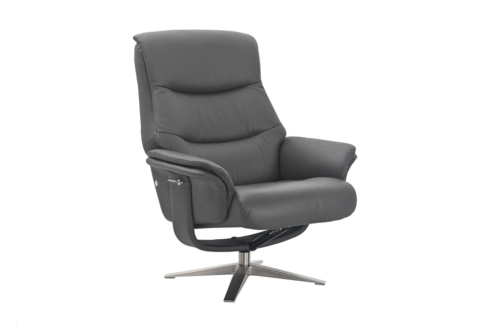GFA Reclining Chair Hudson Leather Manual Recliner Swivel Chair and Foot Stool