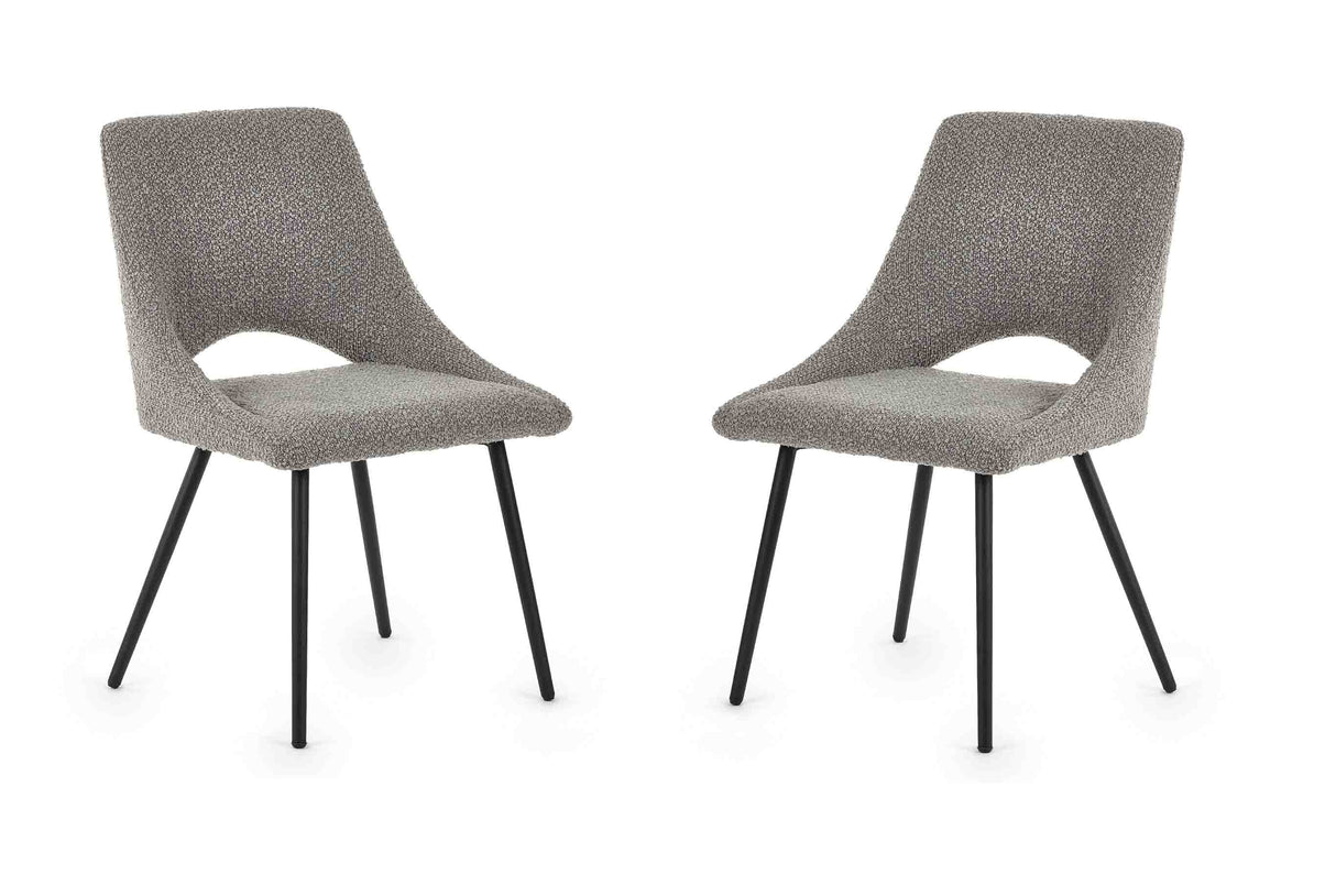Julian Bowen Dining Chairs Iris Boucle Dining Chairs - Grey - Sold in pairs