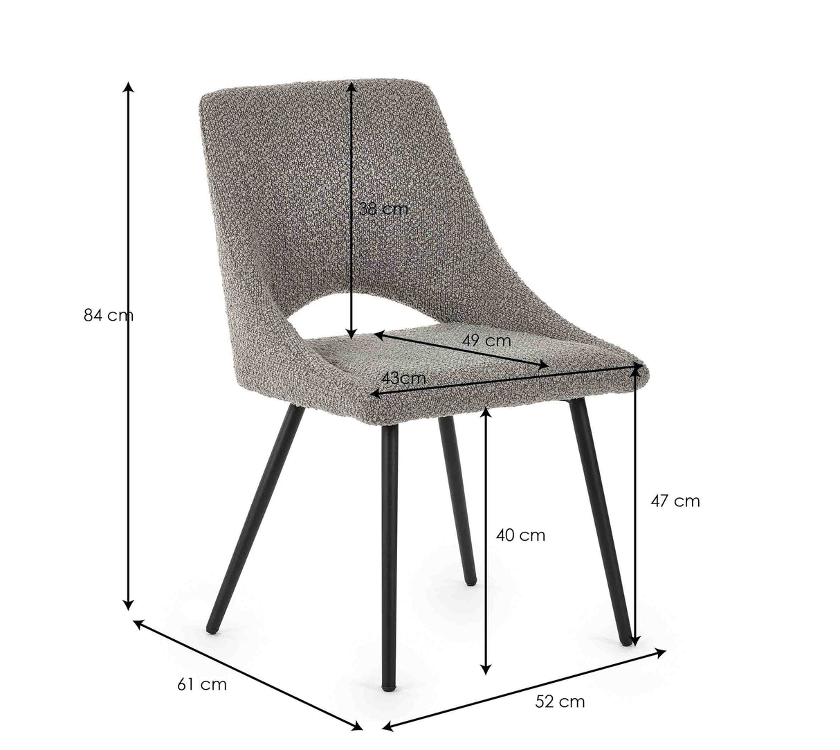 Julian Bowen Dining Chairs Iris Boucle Dining Chairs - Grey - Sold in pairs