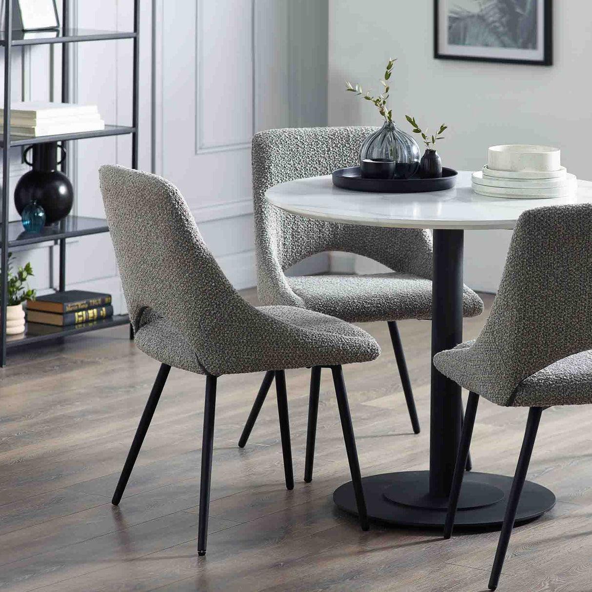 Julian Bowen Dining Chairs Iris Boucle Dining Chairs - Grey - Sold in pairs