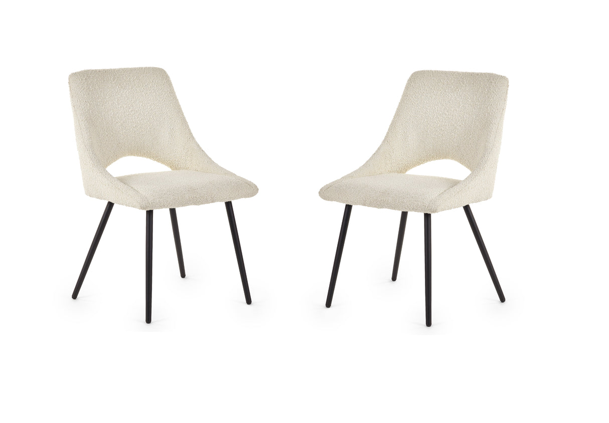 Julian Bowen Dining Chairs Iris Boucle Dining Chairs - Ivory - Sold in pairs